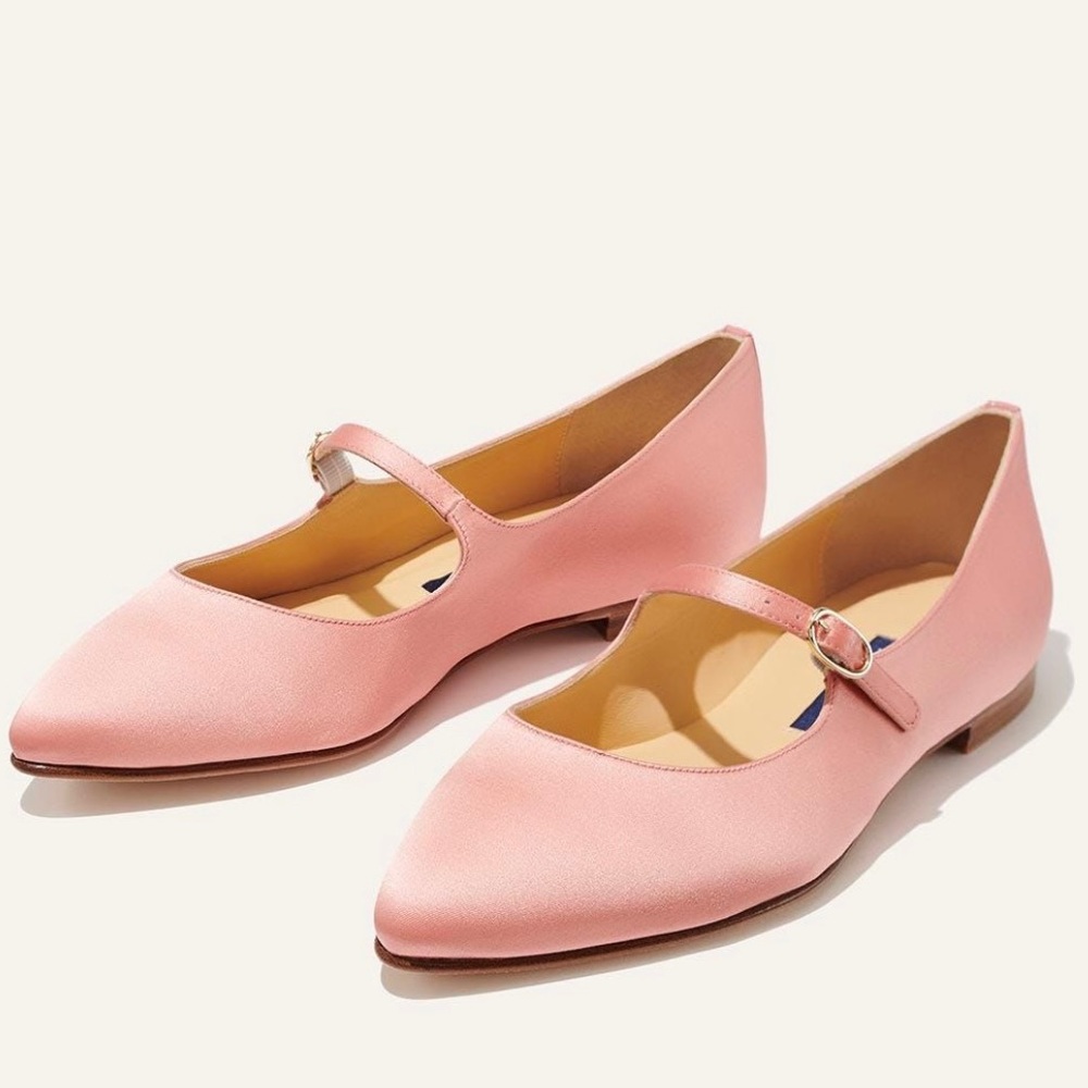 Margaux Micaela Mary Jane Flat Satin Mandarine Color